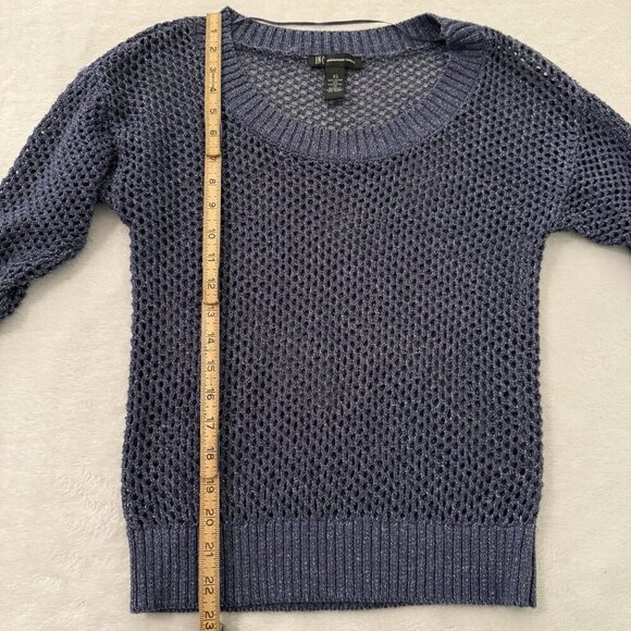 INC International Concepts Metalic Shimmer Size XS Women’s Open Knit Fishnet Top - Picture 5 of 10
